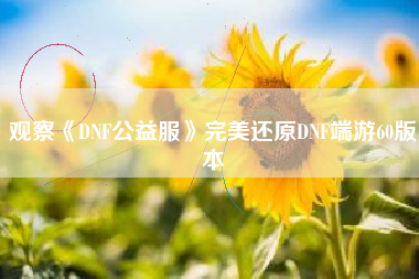 观察《DNF公益服》完美还原DNF端游60版本