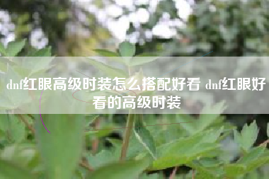 dnf红眼高级时装怎么搭配好看 dnf红眼好看的高级时装