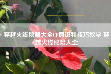 穿越火线秘籍大全CF意识和技巧教学 穿越火线秘籍大全