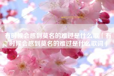 有时候会感到莫名的难过是什么歌「有时候会感到莫名的难过是什么歌词」