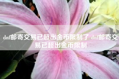 dnf邮寄交易已超出金币限制了 dnf邮寄交易已超出金币限制