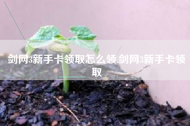 剑网3新手卡领取怎么领,剑网3新手卡领取