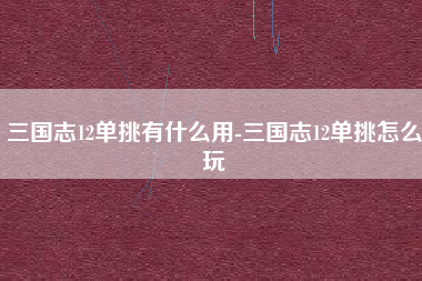 三国志12单挑有什么用-三国志12单挑怎么玩