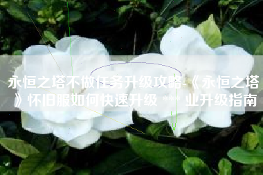 永恒之塔不做任务升级攻略-《永恒之塔》怀旧服如何快速升级 *** 业升级指南