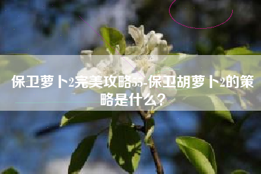 保卫萝卜2完美攻略55-保卫胡萝卜2的策略是什么？