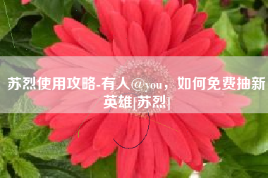 苏烈使用攻略-有人@you，如何免费抽新英雄[苏烈]