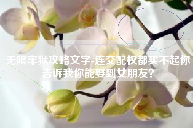 无限牢狱攻略文字-连交配权都买不起你告诉我你能娶到女朋友？