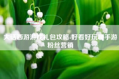 大话西游游戏礼包攻略-好看好玩聊手游粉丝营销