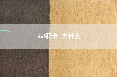 dnf很卡  为什么