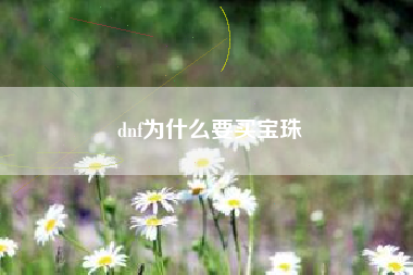 dnf为什么要买宝珠