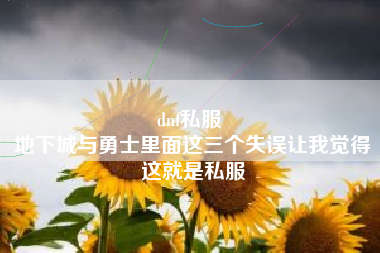 dnf私服 
地下城与勇士里面这三个失误让我觉得这就是私服