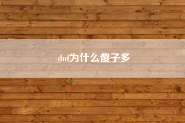 dnf为什么傻子多