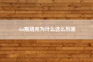 dnf斯塔克为什么这么厉害