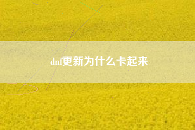 dnf更新为什么卡起来