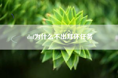 dnf为什么不出耳环任务