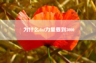 为什么dnf力量要到3000