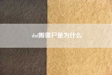 dnf搬僵尸是为什么