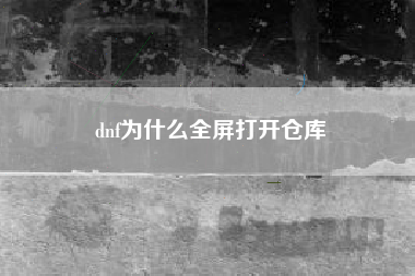 dnf为什么全屏打开仓库