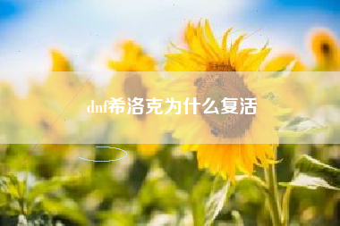 dnf希洛克为什么复活