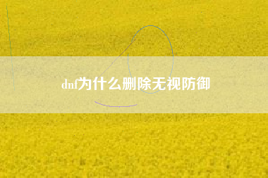 dnf为什么删除无视防御