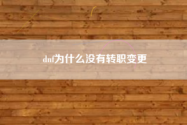 dnf为什么没有转职变更