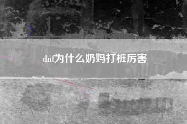 dnf为什么奶妈打桩厉害