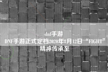 dnf手游 
DNF手游正式定档2020年8月12日“FIGHT”精神传承至