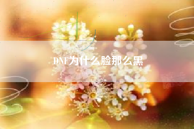 DNF为什么脸那么黑