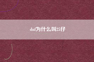 dnf为什么叫25仔