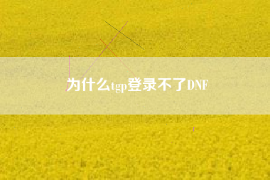 为什么tgp登录不了DNF