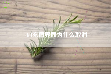 dnf充值界面为什么取消