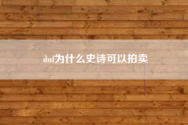 dnf为什么史诗可以拍卖