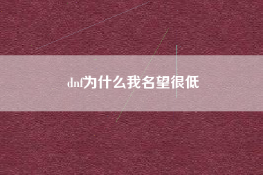 dnf为什么我名望很低