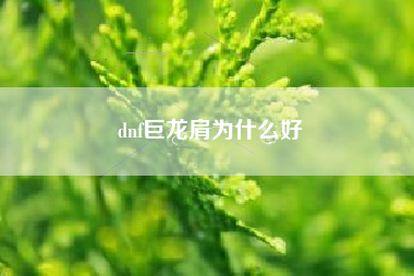 dnf巨龙肩为什么好