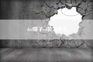 dnf瞎子cd装为什么