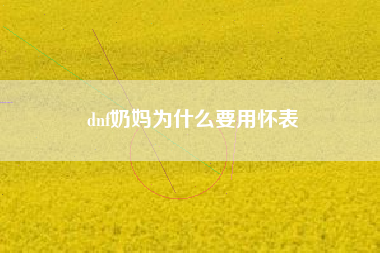 dnf奶妈为什么要用怀表