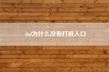 dnf为什么没有打桩入口