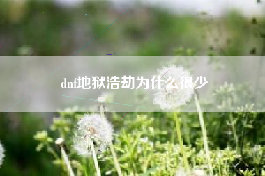 dnf地狱浩劫为什么很少