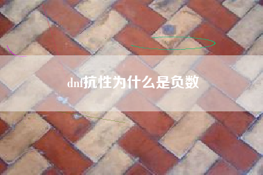 dnf抗性为什么是负数