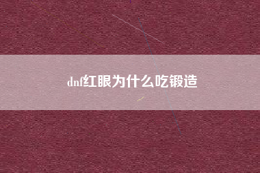 dnf红眼为什么吃锻造