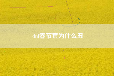 dnf春节套为什么丑