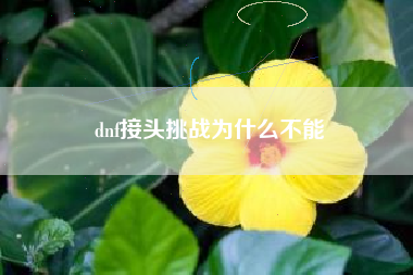 dnf接头挑战为什么不能