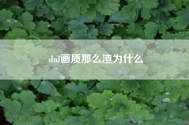 dnf画质那么渣为什么