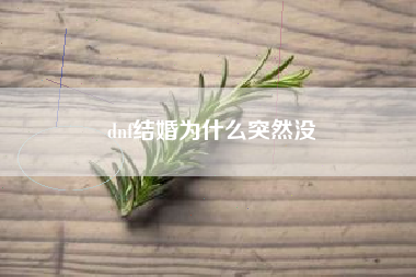 dnf结婚为什么突然没