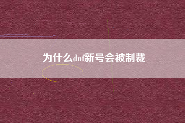 为什么dnf新号会被制裁