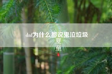 dnf为什么都说鬼泣垃圾