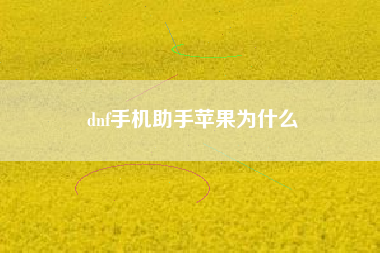 dnf手机助手苹果为什么