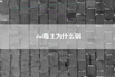 dnf毒王为什么弱