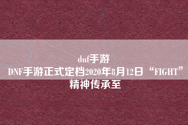 dnf手游 
DNF手游正式定档2020年8月12日“FIGHT”精神传承至