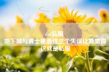 dnf私服 
地下城与勇士里面这三个失误让我觉得这就是私服
